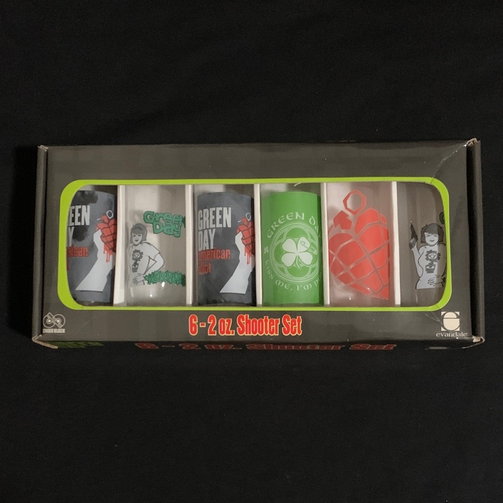 Green Day Shot Glasses 6 - 2 oz Shooter Set Kerplunk American Idiot